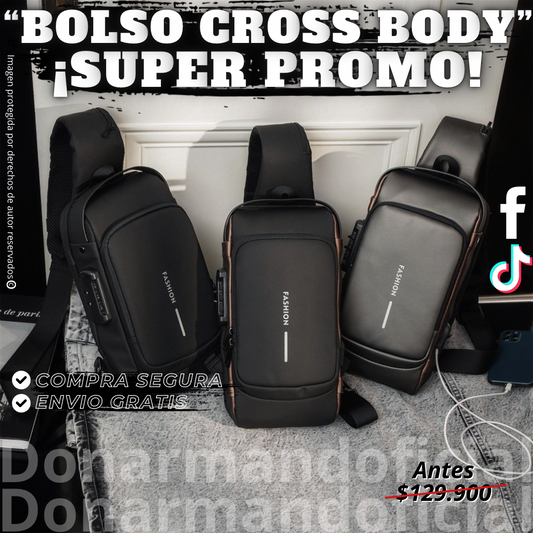 SOLO POR HOY A MITAD DE PRECIO 45% MENOS 😱 BOLSO CROSS BODY ANTI ROBO $69,900 🔐